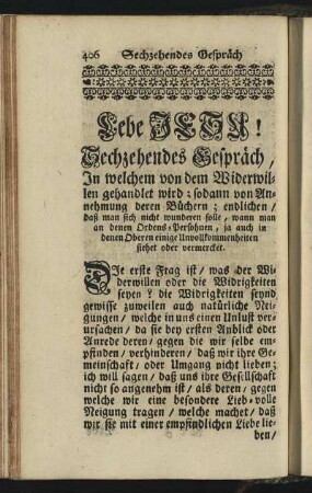 Sechzehendes Gespräch, In welchem von dem Widerwillen gehandlet wird; ...