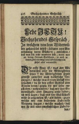 Sechzehendes Gespräch, In welchem von dem Widerwillen gehandlet wird; ...