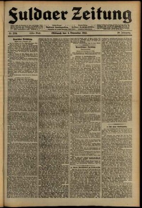 Erste Ausgabe vom Mittwoch, den 04. Dezember 1912.