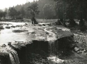 Unwetterkatastrophe im Osterzgebirge am 8./9. Juli 1927. Zerstörungen im Oelsengrund oberhalb von Gottleuba, unmittelbar vor dem Hammergut Oelsengrund