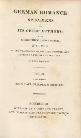 Vol. 3: Containing Jean Paul Friedrich Richter