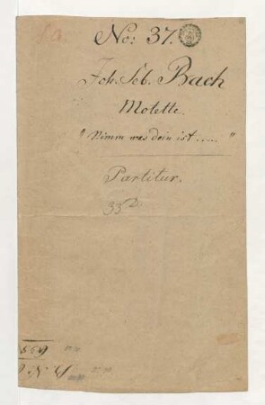 Nimm was dein ist und gehe hin; V (3), Coro, orch; BWV 144; BC A 41