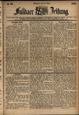 Ausgabe vom Mittwoch, den 23. April 1884.