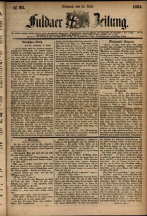 Ausgabe vom Mittwoch, den 23. April 1884.
