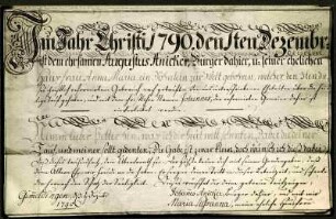Taufbrief Gimmeldingen 1790