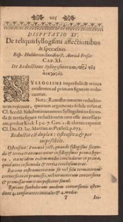 Cap. XI. De Reductione Syllogismorum, ...
