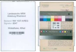 Entnazifizierung Alfred Winkelhane , geb. 16.12.1908 (Reg.Inspektor)