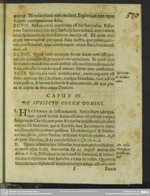 Caput IV. De Subiecto Coenae Domini
