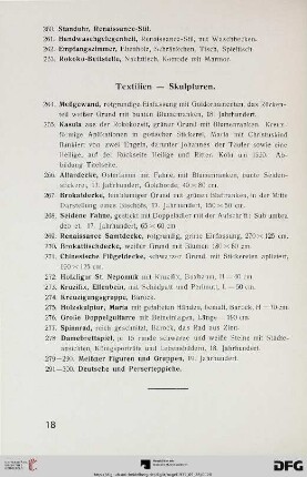 Textilien – Skulpturen (Nr. 264-300)