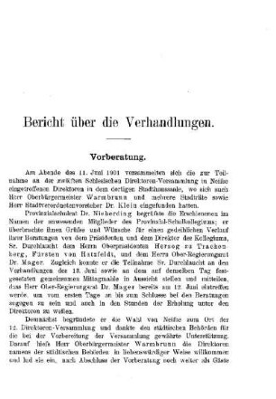 Vorberatung : [Bericht über die Verhandlungen]