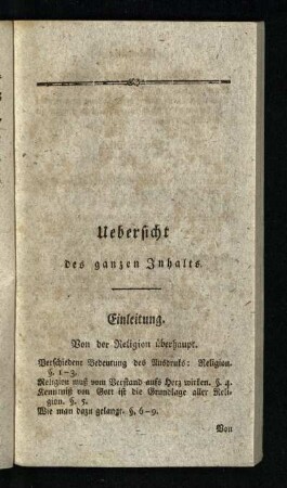 Uebersicht des ganzen Inhalts