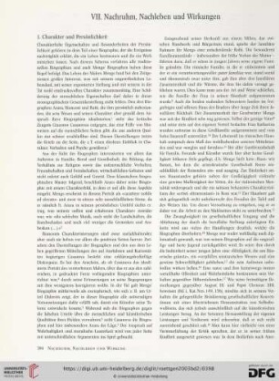 VII. Nachruhm, Nachleben und Wirkungen