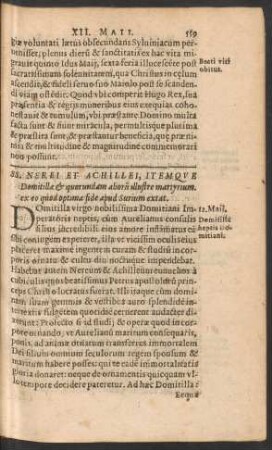 SS. Nerei Et Achillei, Itemque Domitillae ... martyrum ...