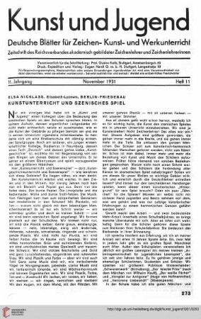 N.F. 11.1931: Kunstunterricht und szenisches Spiel
