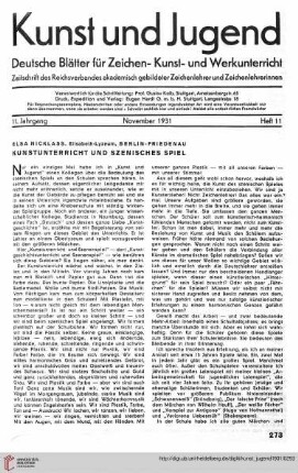 N.F. 11.1931: Kunstunterricht und szenisches Spiel