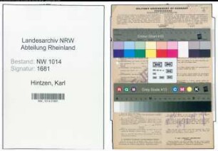 Entnazifizierung Karl Hintzen , geb. 14.08.1876 (Handelsvertreter)