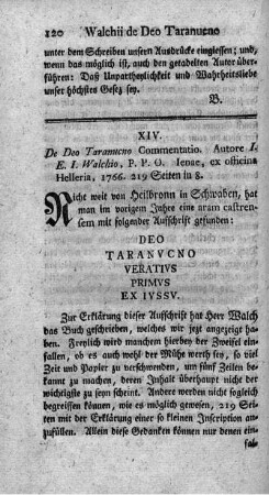 XIV. De Deo Taranucno. Comm.