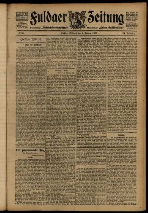 Erste Ausgabe vom Mittwoch, den 06. Februar 1907.
