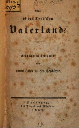 Was ist des Teutschen Vaterland?
