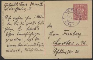Brief an Bernhard Firnberg : 16.03.1919