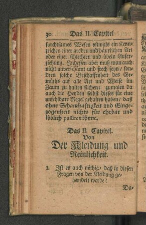 Das II. Capitel. Von Der Kleidung und Reinlichkeit.