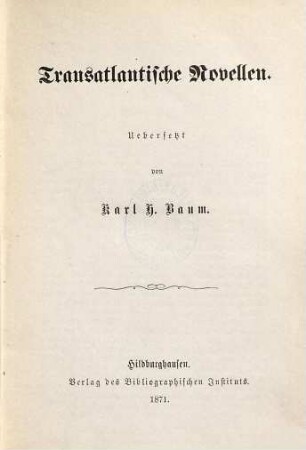 Transatlantische Novellen