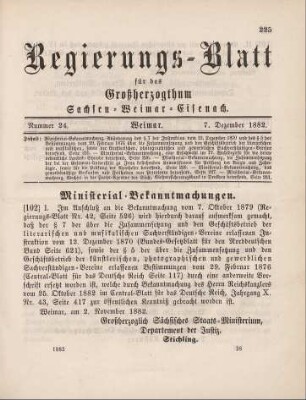 102. Ministerial-Bekanntmachung, die Abänderung des § 7 der Instruktion vom 12. Dezember 1870 und des § 5 der Bestimmungen vom 29. Februar über die Zusammensetzung und den Geschäftsbetrieb der literarischen und musikalischen, sowie der künstlerischen, photographischen und gewerblichen Sachverständigen-Vereine betreffend