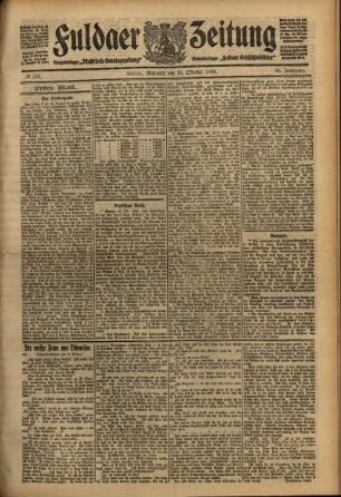 Erste Ausgabe vom Mittwoch, den 13. Oktober 1909.