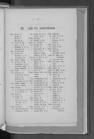 II. Liste der Subscribenten.