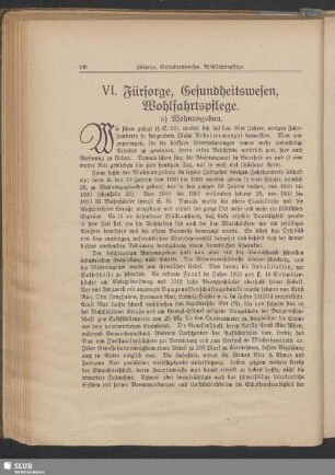 VI. Fürsorge, Gesundheitswesen, Wohlfahrtspflege