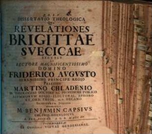Dissertatio theologica, qua revelationes Brigittae Suecicae excutit