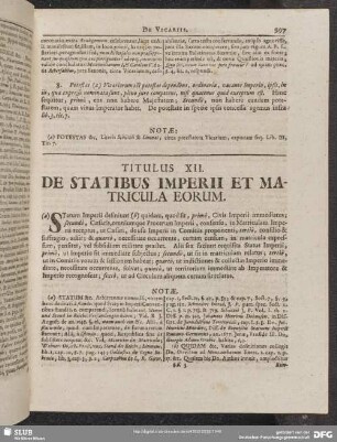 Titulus XII. De Statibus Imperii Et Matricula Eorum