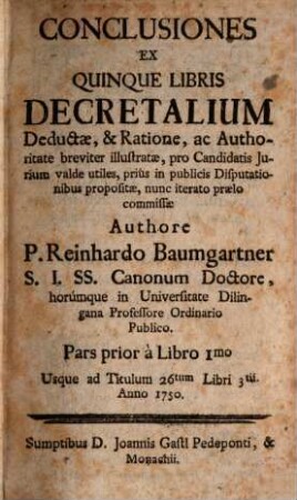 Conclusiones ex quinque libris decretalium deductae et ratione ac authoritate breviter illustratae, 3,1