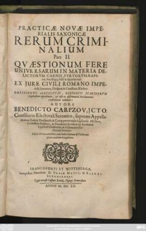 2: Practicae Novae Imperialis Saxonicae Rerum Criminalium Pars ...