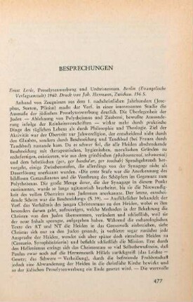 477-478 [Rezension] Lerle, Ernst, Proselytenwerbung und Urchristentum