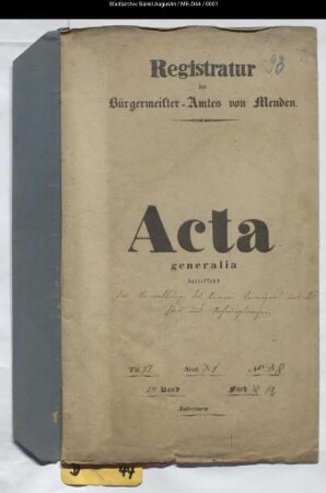 Verwaltung des Armen-Vermögens sowie Etat- und Rechnungswesen - generalia -