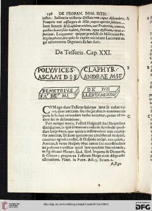 De Tesseris. Cap. XXI