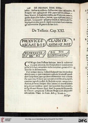 De Tesseris. Cap. XXI