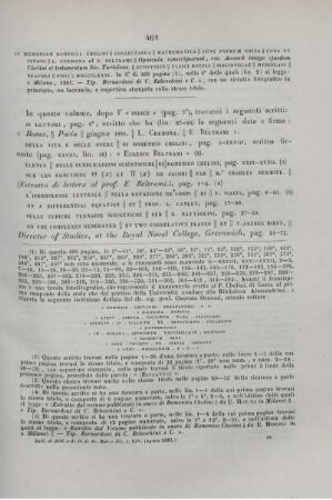 In memoriam dominici Chelini collectanea mathematica [...]