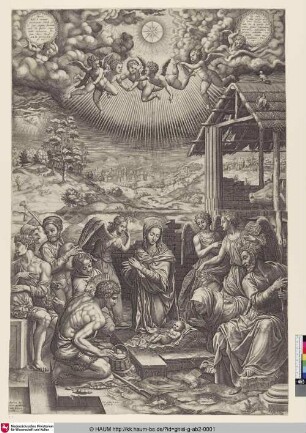 La nativité. [Verkündigung an die und Anbetung der Hirten]