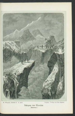 Tafel: Besteigung einer Alpenspitze. (Montblanc.)