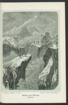 Tafel: Besteigung einer Alpenspitze. (Montblanc.)