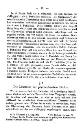 § 7. Die Lehrsätze der planimetrischen Bücher.