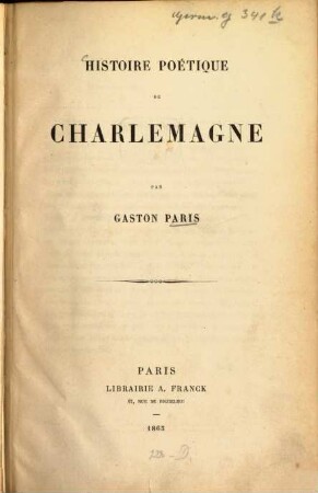 Histoire poétique de Charlemagne
