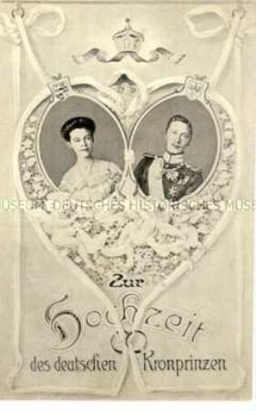 Postkarte zur Hochzeit des Kronprinzen Wilhelm