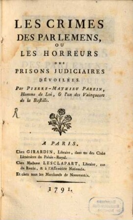 Les crimes des parlemens