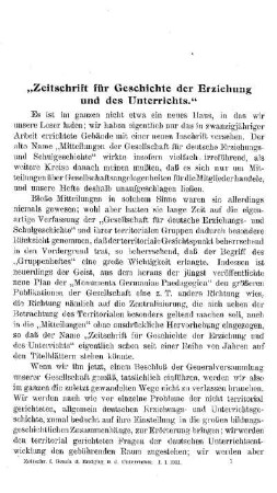 Zeitschrift für Geschichte der Erziehung und des Unterrichts