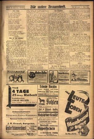 Zweite Ausgabe vom Donnerstag, den 11. November 1926.