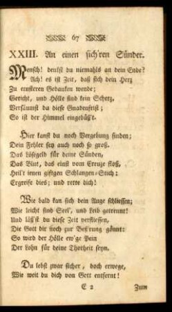 XXIII. An einen sich'ren Sünder
