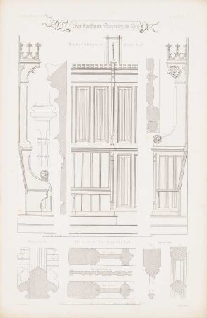 Kaufhaus Gürzenich, Köln: Details (aus: Atlas zur Zeitschrift für Bauwesen, hrsg. v. G. Erbkam, Jg. 13, 1863)